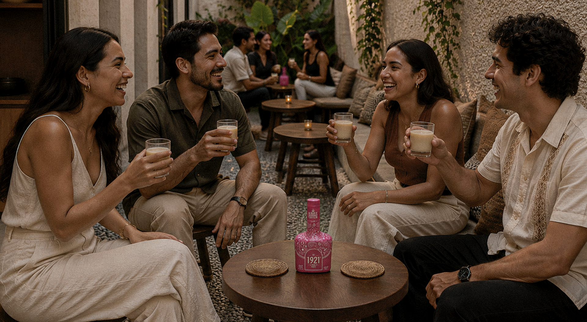 Amigos disfrutando 1921 Crema de Tequila